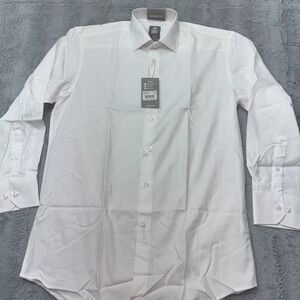 NWT Stacy Adams Classic Fit Dress Shirt‎ White Med Cotton Blend Formal Button Up